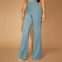 Pantalon Mia Muse Business Simple Décent Couleur Unie Taille Haute Pleine Longueur Coupe Régulière Pantalon Droit pour Femme 4