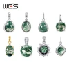 WES 925 Sterling Silver Natural Moss Agate Pendant for Woman No Chain Exquisite Jewelry Engagement Gifts Wholesale Gold Plated 1