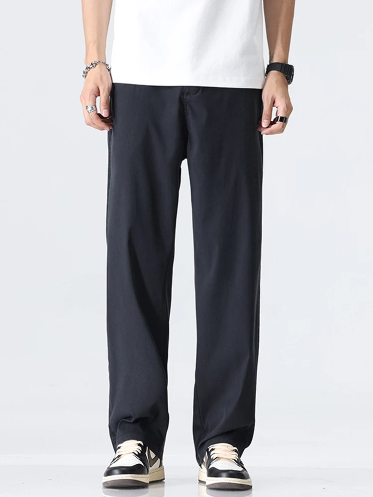 Coffee Ultra-thin Wide Pants Men Lyocell Fabric Breathable Soft Straight Casual Trousers Loose Simple Male Sweatpants 6