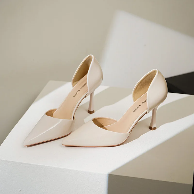 

2023 Spring/Summer New Luxury Slim Heels Comfortable Commuting Professional Temperament Naked High Heels Women's Single Shoes