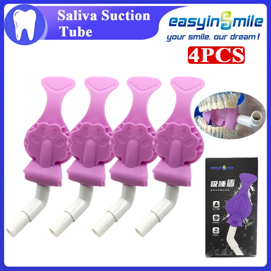 Easyinsmile 4pcs dental bite block saliva ejector suction tube mouth