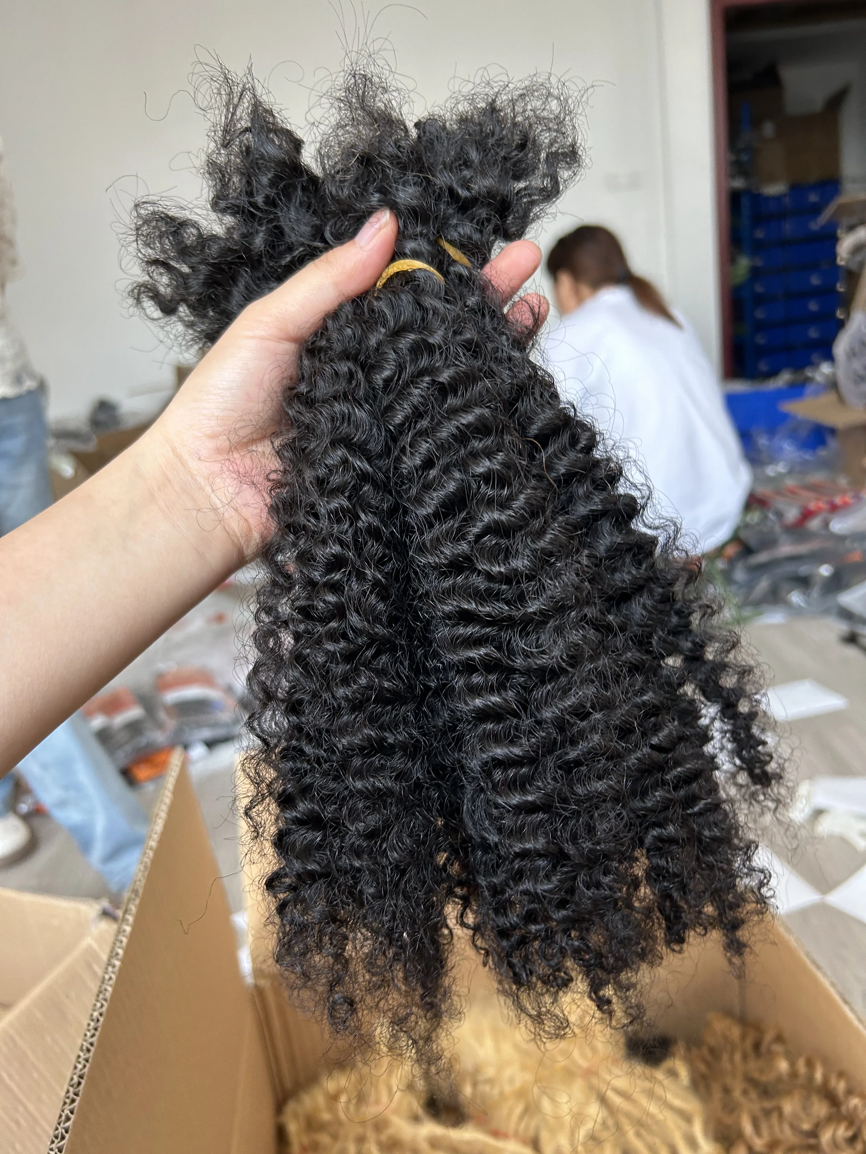 100g Afro Kinky Curly Locks Hair Extensions Microlocs Human Braiding Hair Bulk For Braiding Crochet Braids 4B 4C