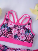 Kids Girls Printed Swim Suits Beach Wear Strappy Back Sleeveless Crop Top with Shorts Tankini Swimwear Set Swimming Bathing Suit - Image 6