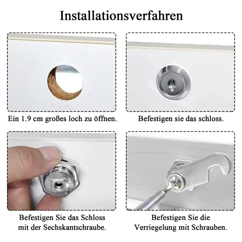 Upgraded 16mm Lock Set 4 Keys Included Secure Cabinet Lock Set Simple Install