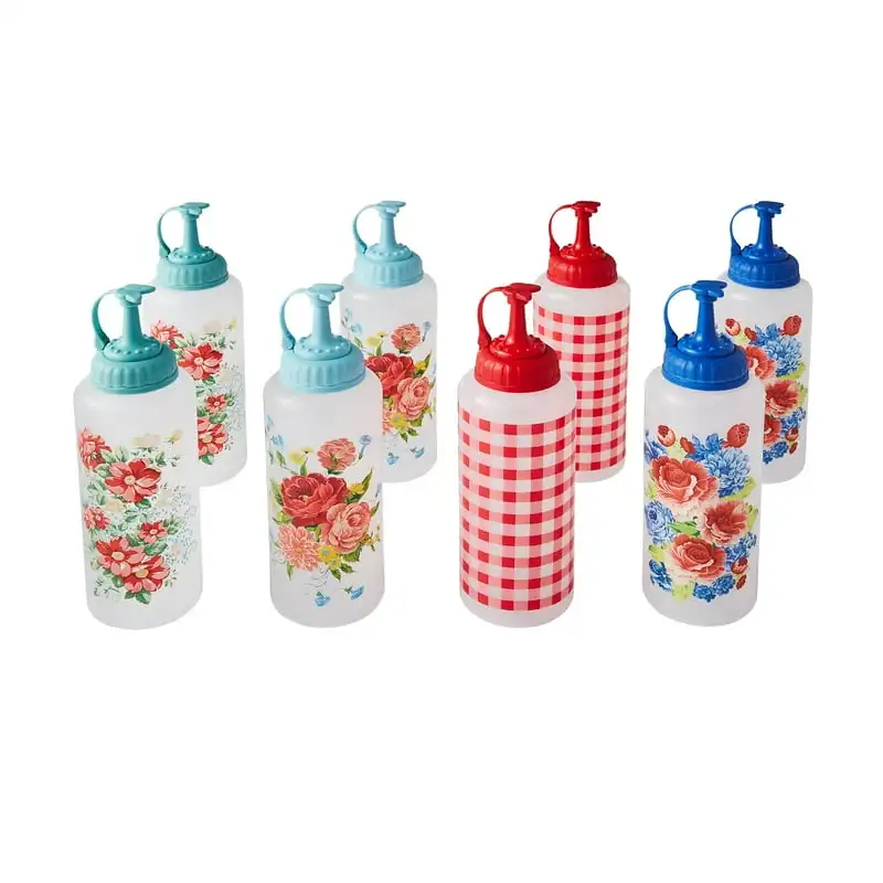 

10-oz. Soft Plastic Squeeze Dispenser Bottles, Assorted Prints Shampoo disponser for bath Glass soap and lotion dispenser set Pu