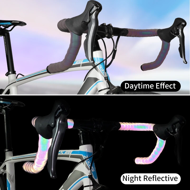WEST BIKING Reflective Bicycle Handlebar Tape PU/EVA Colorful Road Bike Bar Tape Bicycle Shock Absorption Fork Grip Wrap Tape