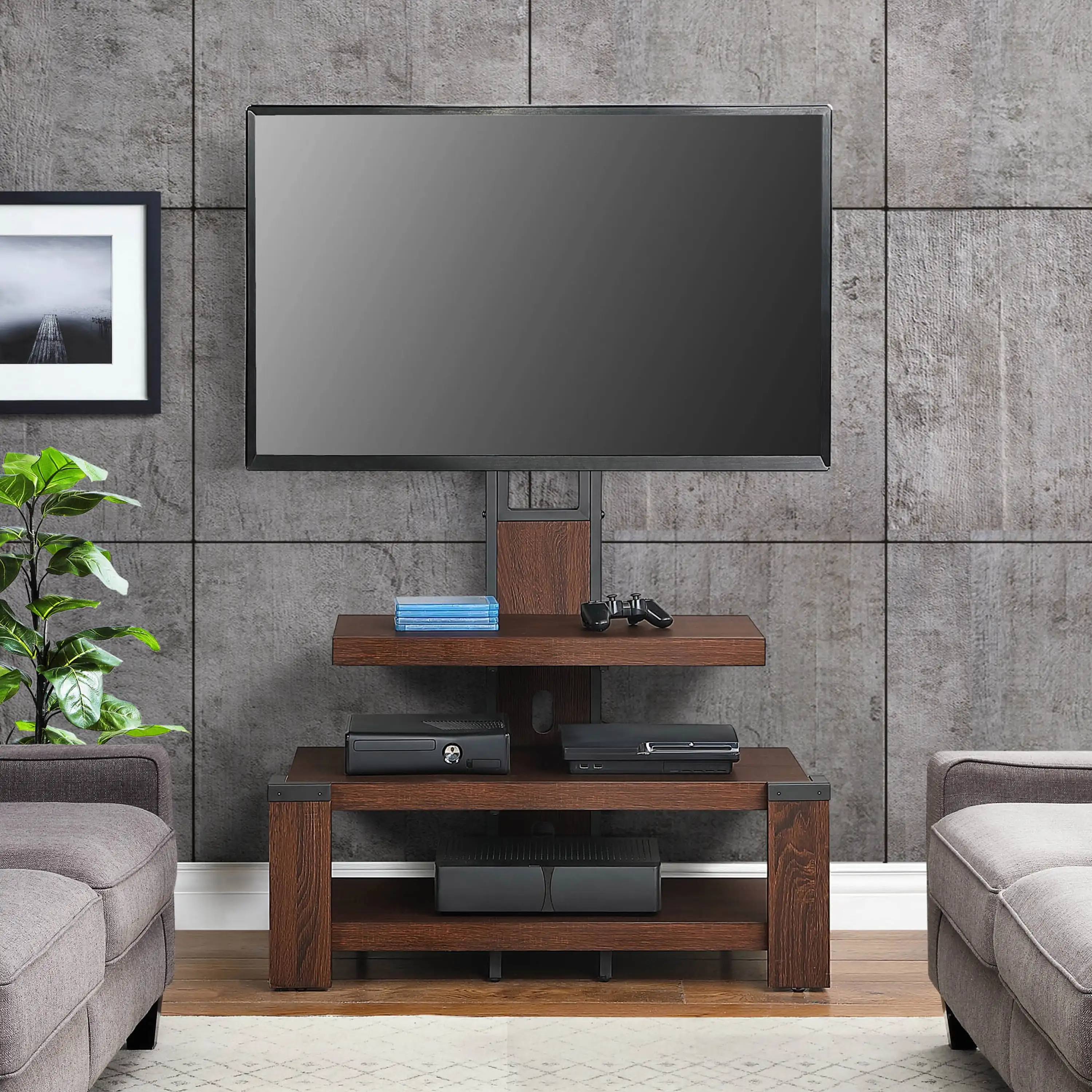 

Whalen 3-Shelf Television Stand with Floater Mount for TVs up to 55", Cherry
