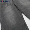 Retro Black Gray Jeans Mens Spring Fleece Washed Distressed High Street Loose Straight Wide Leg Denim Pants Men 5