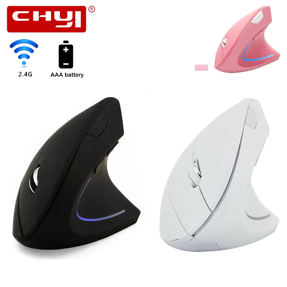 CHYI 인체 공학적 수직 마우스, 2.4G 무선 컴퓨터 게이밍 마우스, USB 광학 DPI 마우스, 왼손, 노트북 PC 데스크탑용 