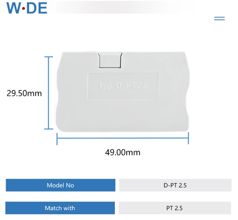 pièces couvercle pour din rail borniers plaques