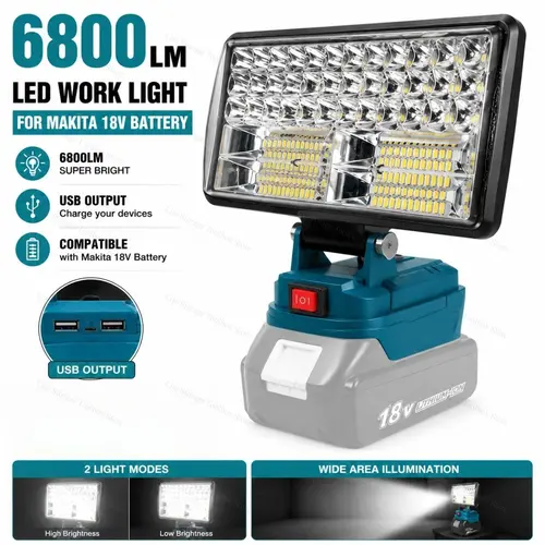 LED Work Light 3/4/8Inch For Makita 14.4V 18V Li-ion Battery Lamp With USB Outdoor Flashlight Lantern Camping Emergency Light - Image 2