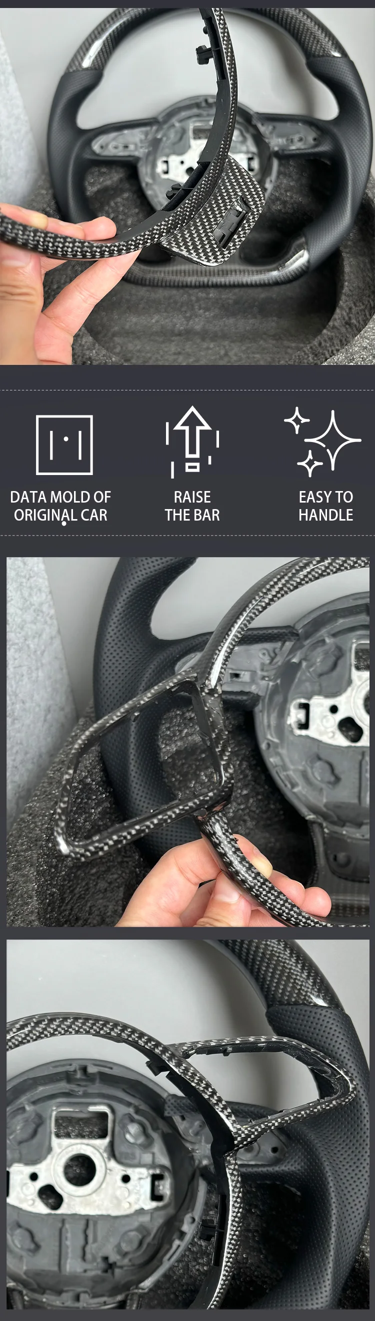 For Audi A4 B8 A3 8V Steering Wheel carbon fibre Frame Assembly Accessories