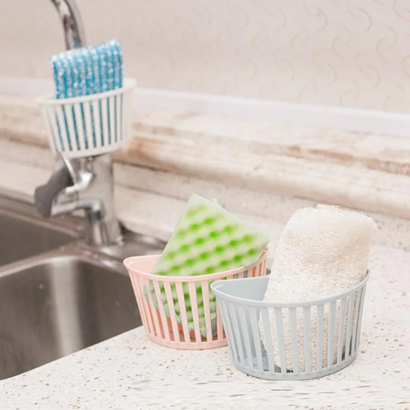 

Drain Basket Sink Plastic Hanging Organizer Rack Spout Sponge Storage Shelf Kitchen Supplies Faucet Holder Kitchen Organizer