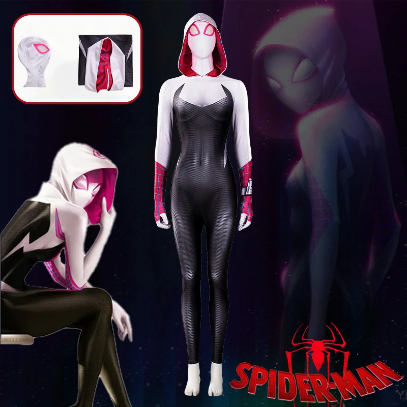 

Movie Character Cosplay Costumes New Girl Gwen Stacy Uniform Jumpsuit Female Superhero Roleplay Halloween Costume