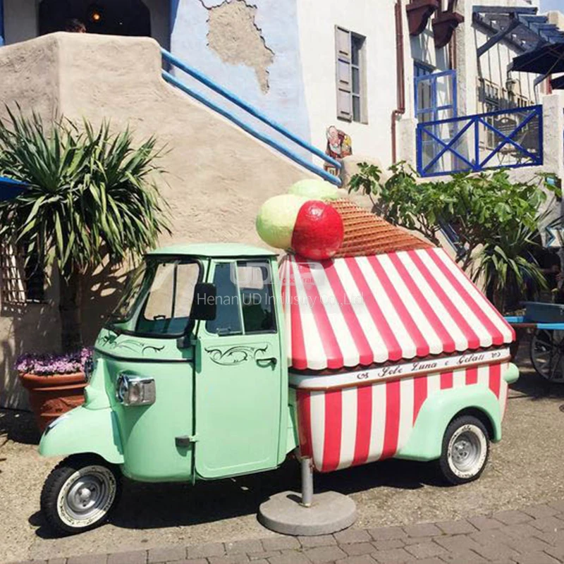 Description Picture 6 of itemUrdream Beers Cart Food Truck Electric Food Tricycle Gelato Food Carts Ape Piaggio with Equipment Mobile Restaurant Fruit Cart