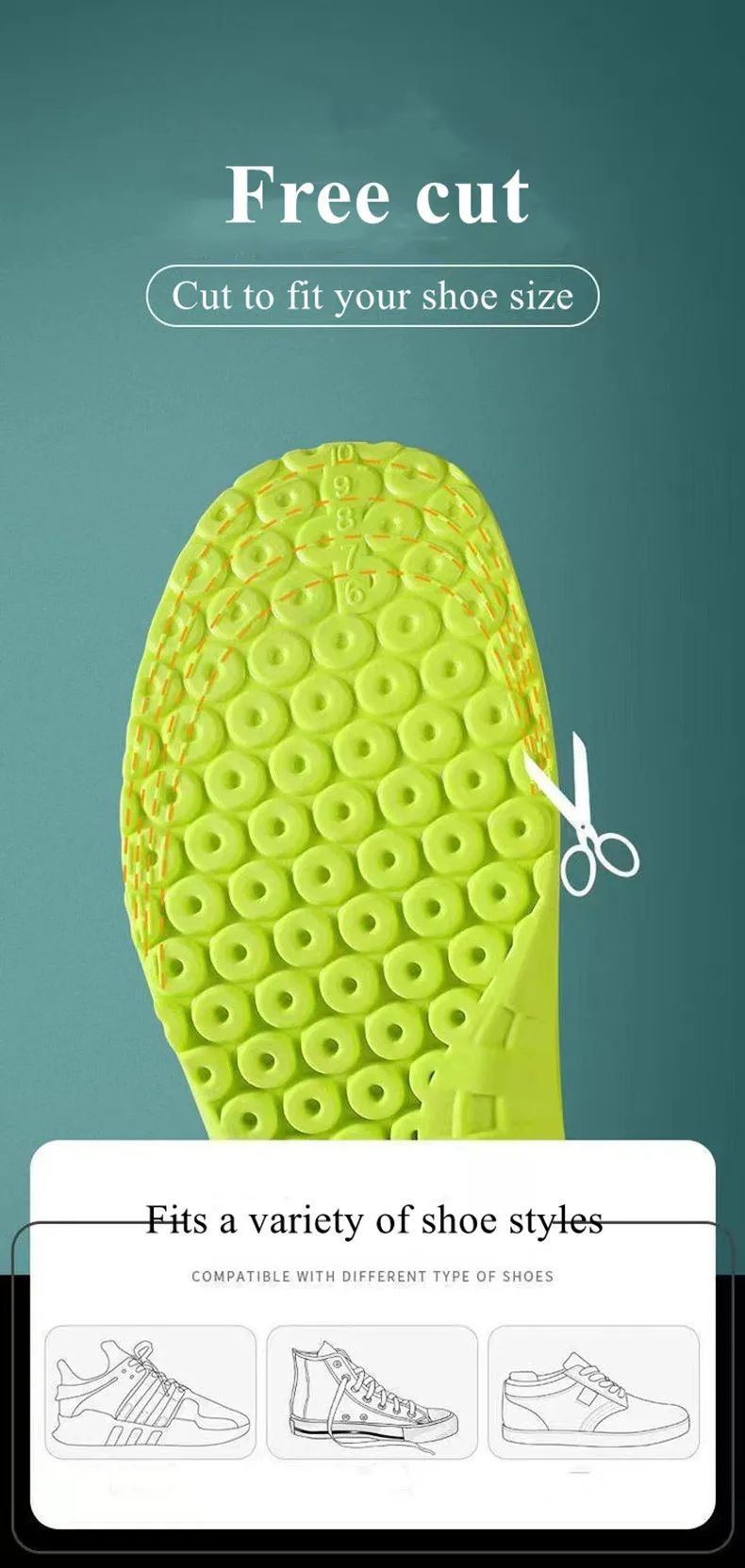 Sports Insole Non-slip Soft Breathable Sweat-wicking Deodorant Shoe Inserts Anti-slip Template for Men Women Insoles 1_voghion.com