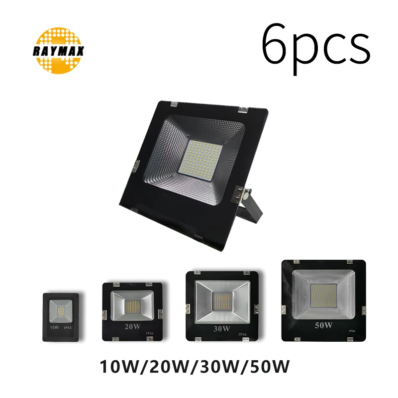 

6Pcs LED Flood Light 10W 20W 30W 50W Spotlight Reflector Outdoor lights IP65 Waterproof Floodlight Garden Street Light foco led