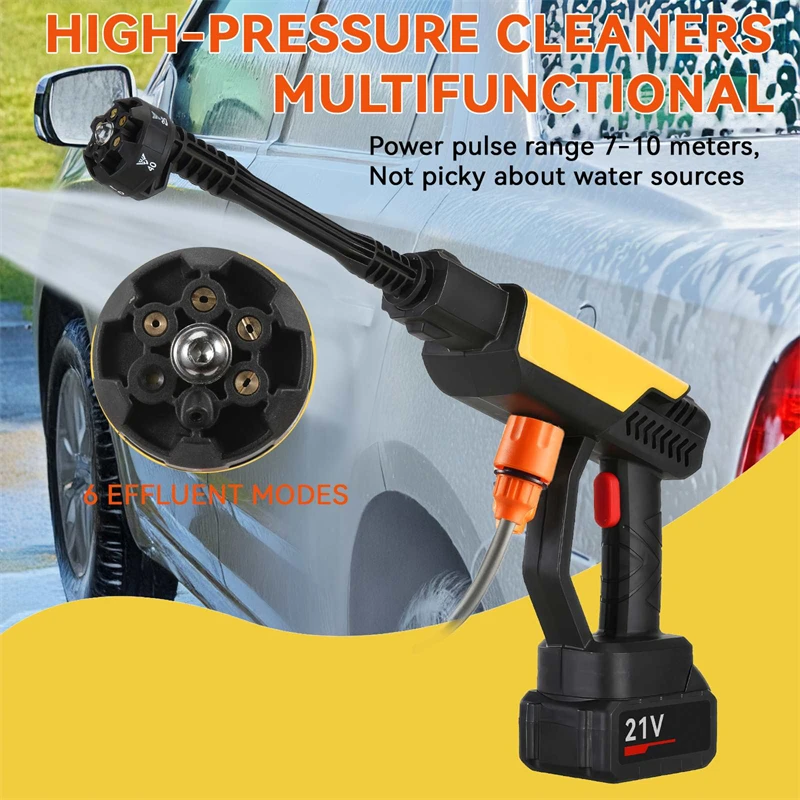 70Bar Kabelloser Elektrischer Hochdruckreiniger 6-in-1 Autowasch-Wasserpistole Reiniger Gartenreinigungsmaschine für Makita 21V Akku – Detail 2