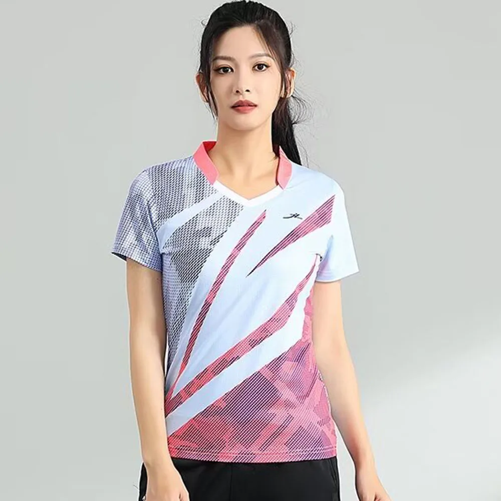 Quick Dry Badminton T-shirt for Men Women Match Training Sportswear Print Tennis Ping Pong Table Tennis Uniform