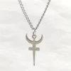 Hades Symbol Necklace Religious Trident Pendant Stainless Steel Ancient Greek Amulet Necklace Perfec Gift for Sailors Chain 24'' 5