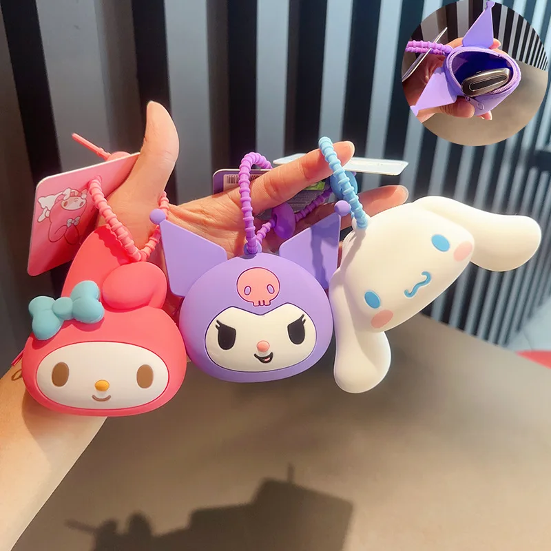 

Kawaii аниме Sanrio брелок Аниме фигурки Kuromi Cinnamoroll My Melody силикагелевый кошелек брелок автомобильный ключ сумка Декор игрушки подарки