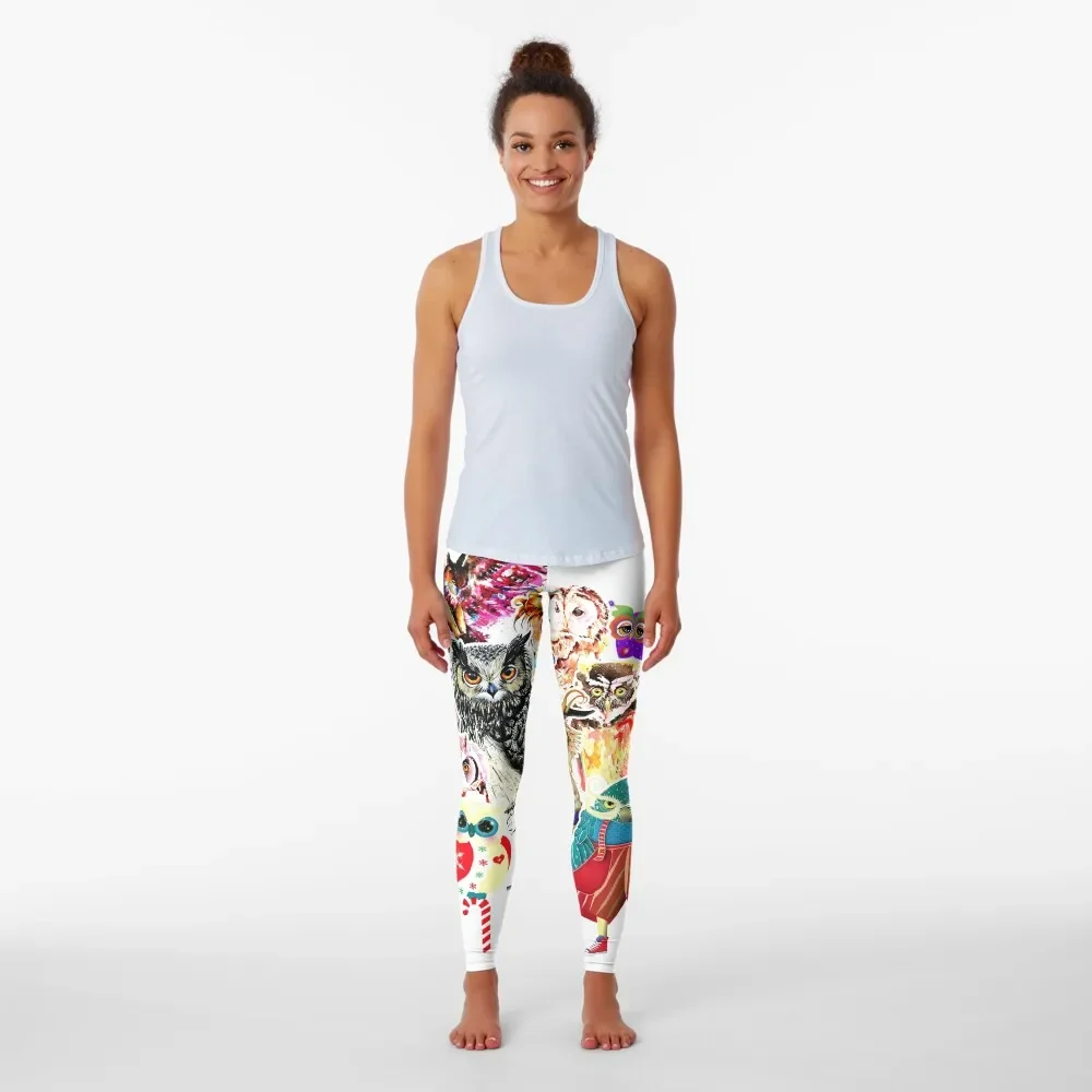Owls collage Leggings sports woman gym gym clothing Womens Leggings