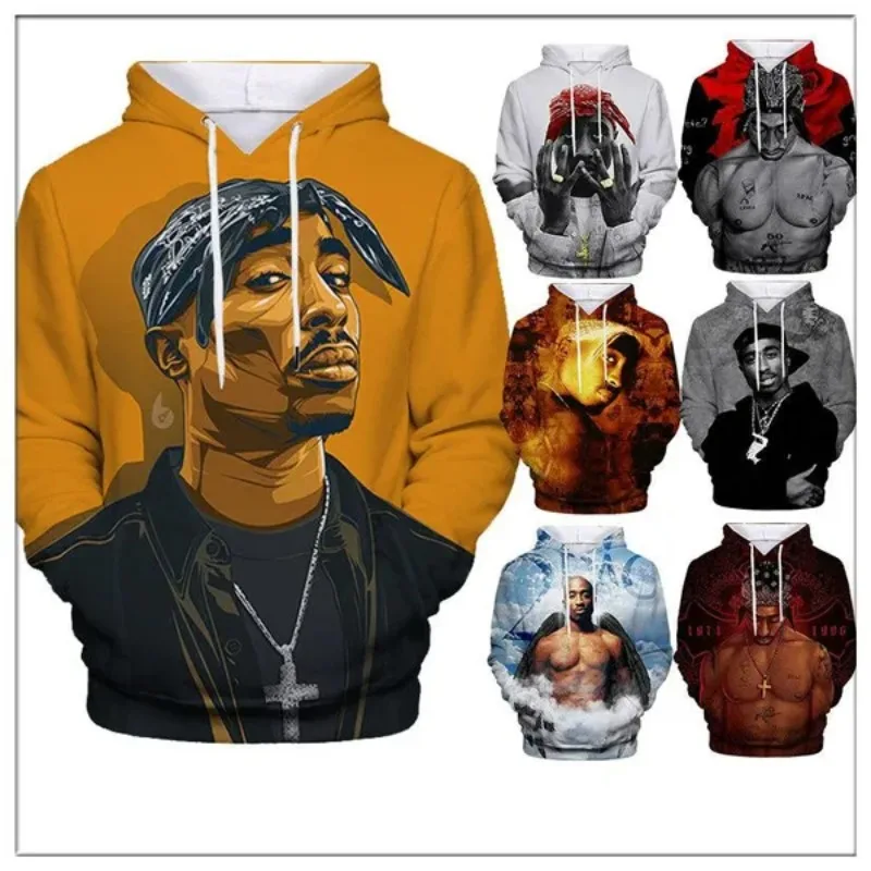 

2023 New Legend Rapper Tupac 2-2Pacs 3d Print Hip Hop Hoodies Men Clothing Anime Hoodie Streetwear Sweatshirt Tops