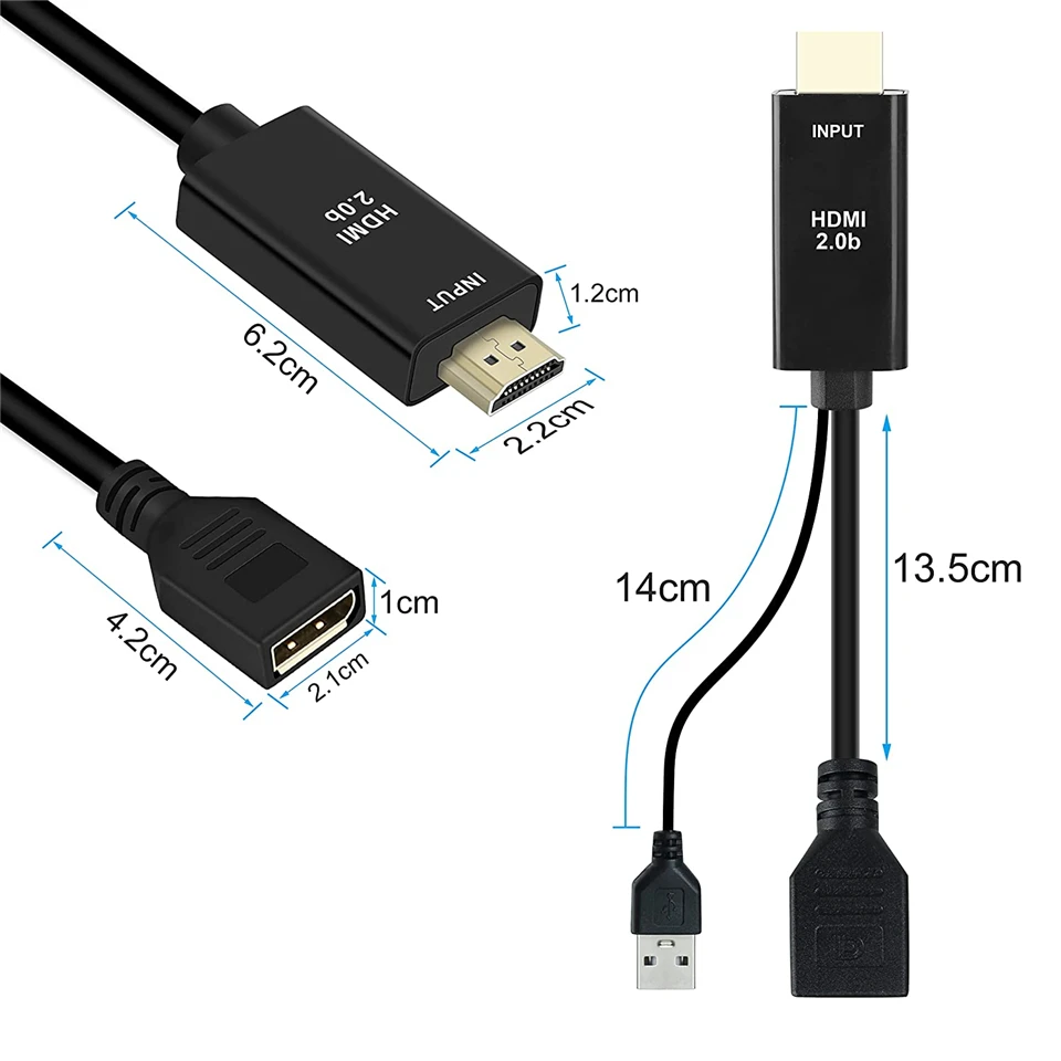 2026 Best 4K 60Hz HDMI to Displayport Adapter Cable 1080P 120Hz HDMI to DP Conve