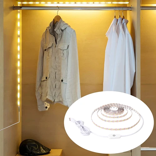 터치 스위치 LED 스트립 세트, Dc 5v 2835 Smd 따뜻한 흰색 조명, 욕실 침대, 침대 밑, 화장대 캐비닛, 옷장, 홈 데코 2