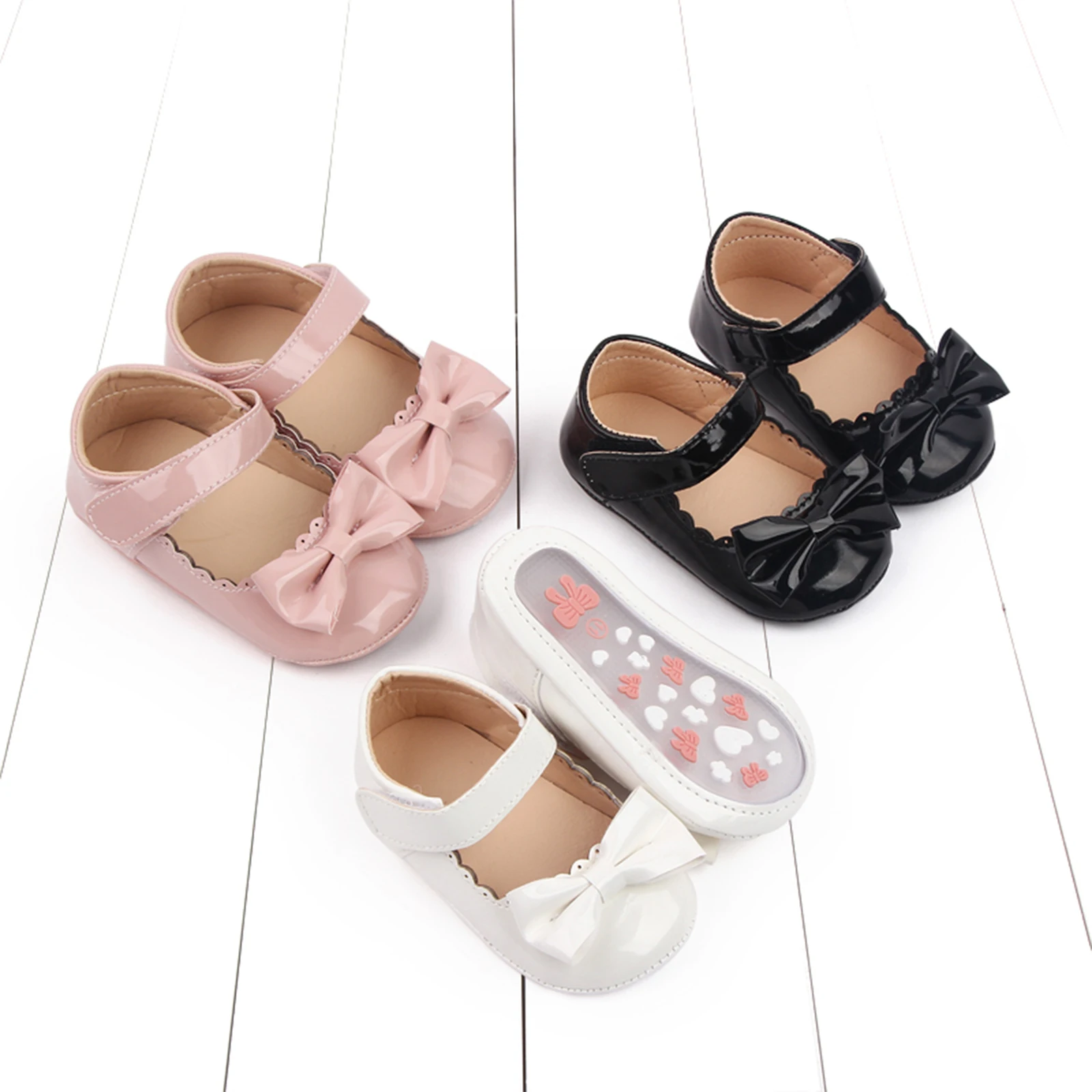 

Newborn Baby Girls Princess Shoes Soft PU Leather Bow Non-slip Bottom First Walker Shoes Toddler Infant Cute Shoes for 0-18M