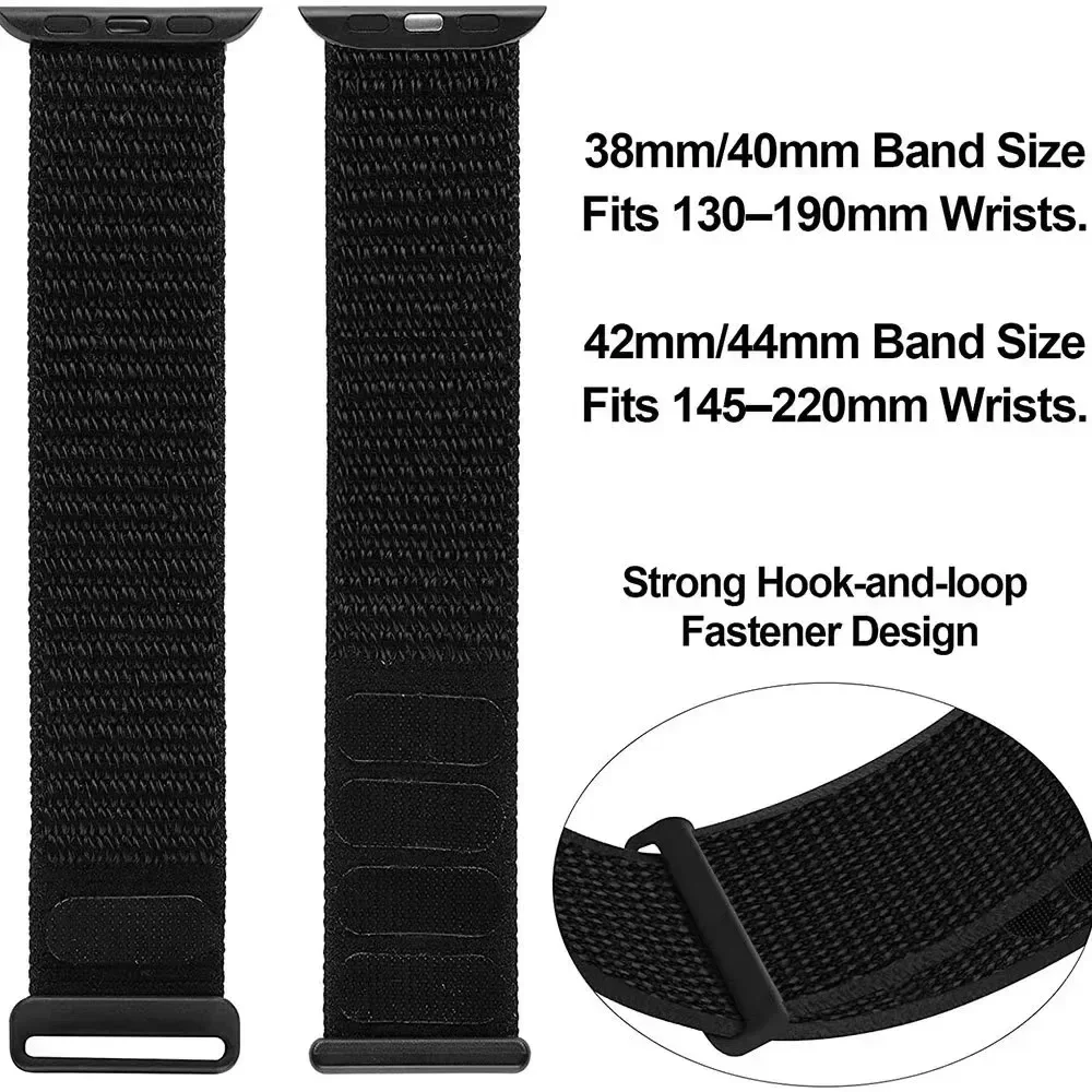 애플 워치 밴드용 나일론 루프 스트랩, 2 섹션 팔찌, iWatch 시리즈 울트라 9 8 7 6 5 3 SE, 44mm, 40mm, 42mm, 38mm, 49mm, 45mm, 41mm