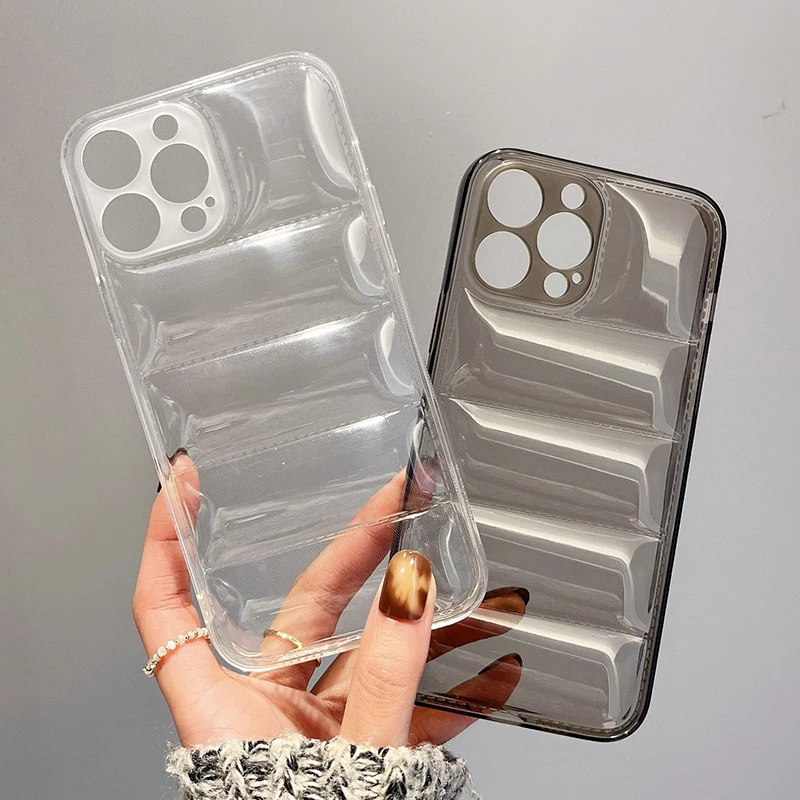  Fashion Transparent Down Jacket Phone Case For iphone 13 12  11 Pro Max X XS Max XR 7 8 Plus Gradient Soft Silicone Back Cover-LVS-for  iPhone 11 : Electronics