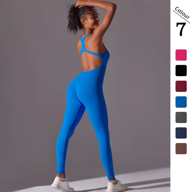 Sexy Back V Jumpsuit Gym Set Women Training Yoga Suit Sportswear Women Sports Jumpsuit Fitness Rompers Stretch Workout Bodysuits