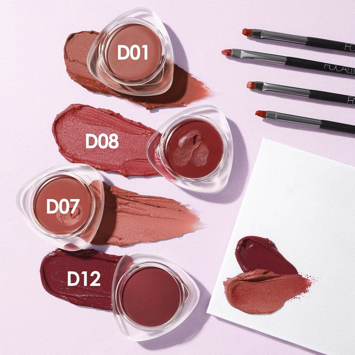 Lip Gloss FOCALLURE 3-in-1 Lipstick Blush Stick Waterproof Velvet Matte 12 Colors