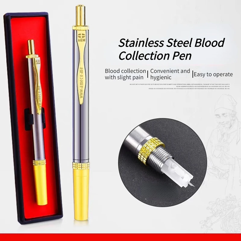 1 Stainless Steel Blood Collection Pen Blood Letting Pen Massage Needle Holder Collection Pen Convenient For Blood Collection