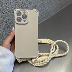 Crossbody Lanyard Shockproof Shoulder Strap Silicone Soft Case - iPhone SE (2020) (WHITE)