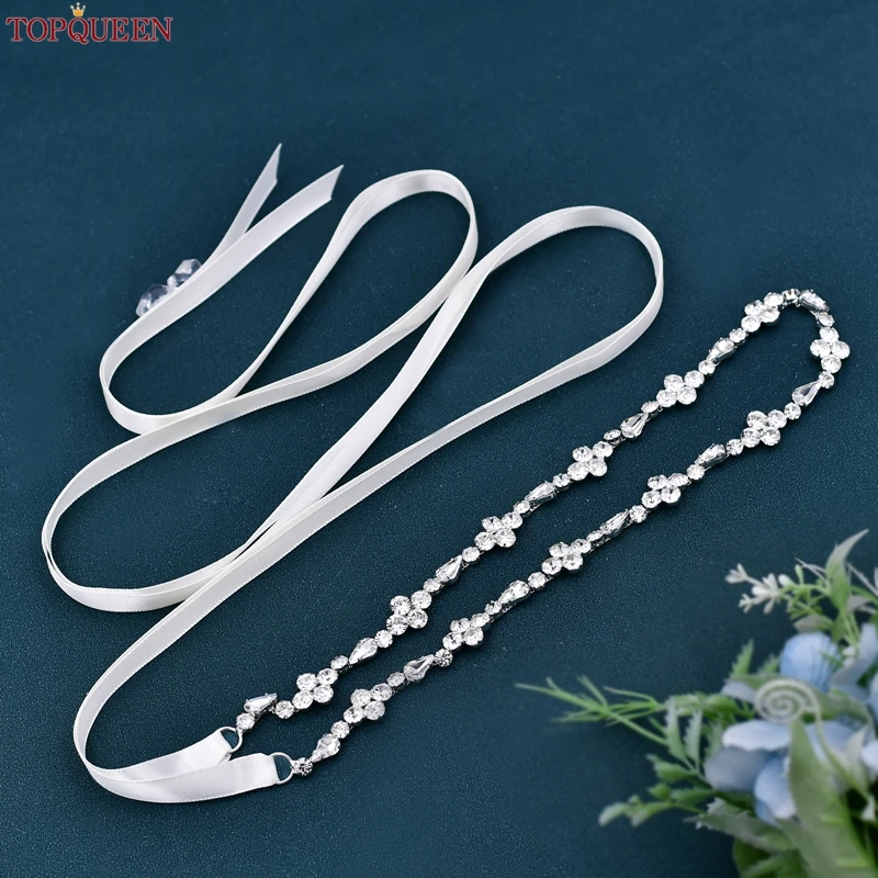 

TOPQUEEN Wedding Belt With Rhinestone Wedding Dress Belt Crystal Wedding Belts Wedding Accessories Bridal Ribbon