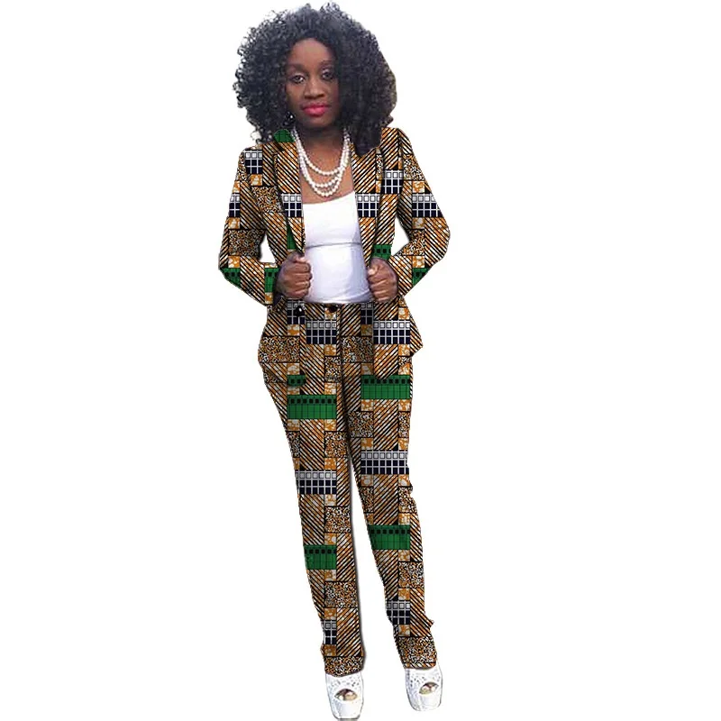 AfricanPatternWomensSuitNigerianStyleFemaleBlazersPants
