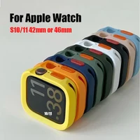 Coque de protection en silicone souple pour Apple Watch 11 10 9 8 7 6 SE 5, coque mate anti-chute pour iwatch 49mm 41mm 42mm 46mm 40mm 44mm 45mm 1