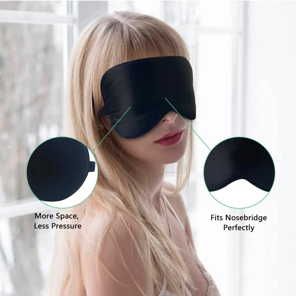 Silk Sleep Mask Real Natural Pure Silk Eye Masks Adjustable Strap for Sleeping Blocks Light Reduces Puffy Eyes Gifts