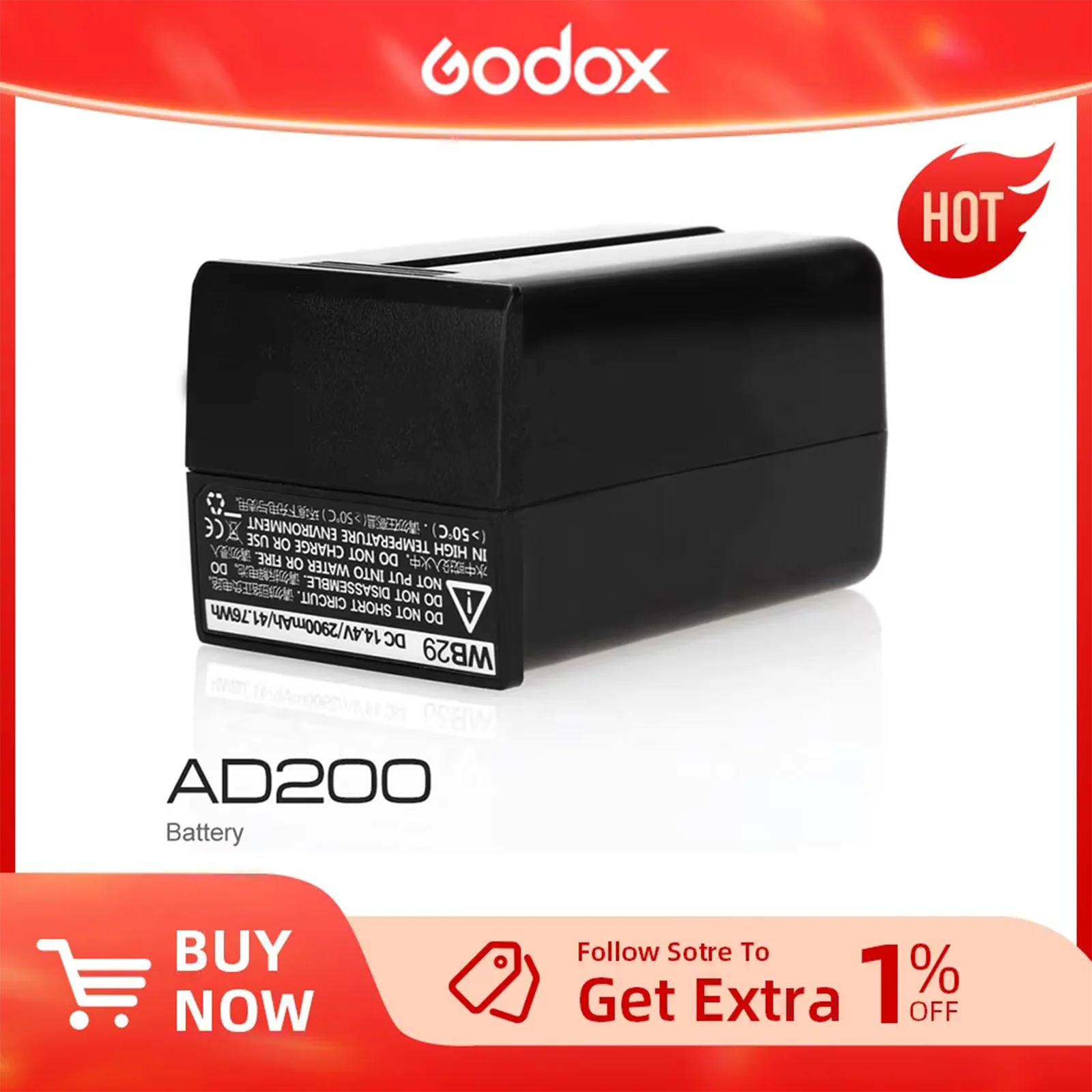 IUPPA - Batería de repuesto compatible con GODOX AD200, AD200 Pro
