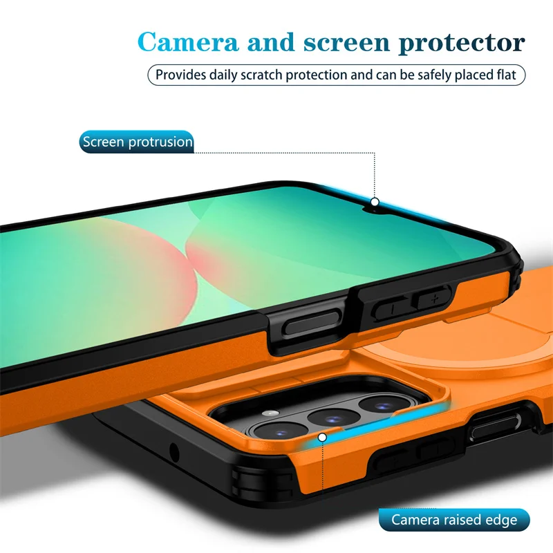 Armor Shockproof Magnetic Wireless Charging Case with Foldable Stand