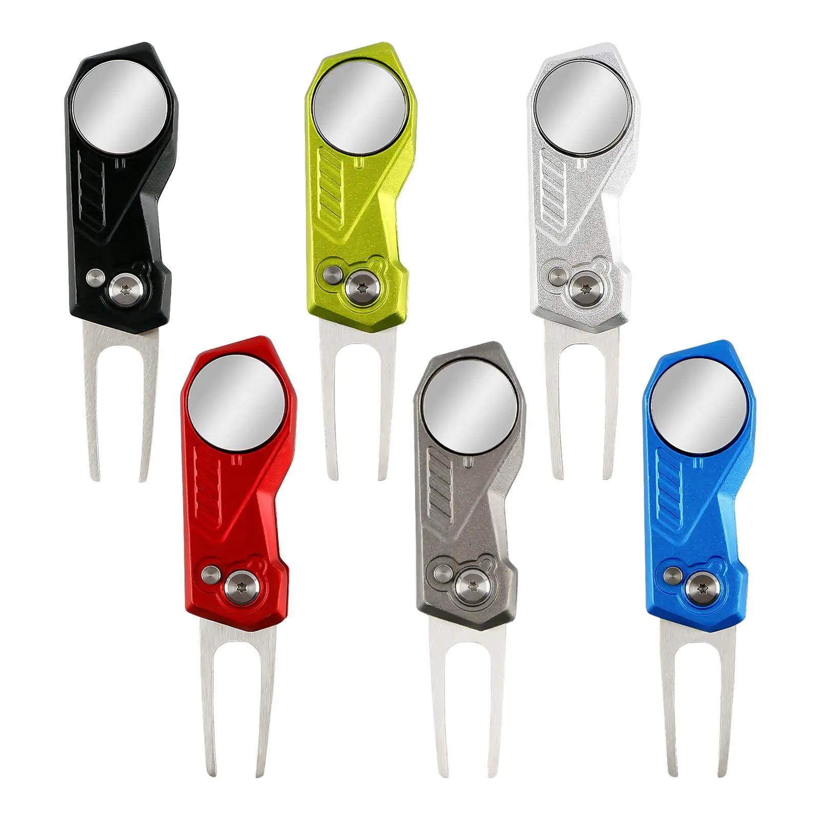 Golf Divot Tool Equipment Portable L Golf Repair Pitch Fork Mark Repair Fork Pieghevole Golf Putting Green Fork