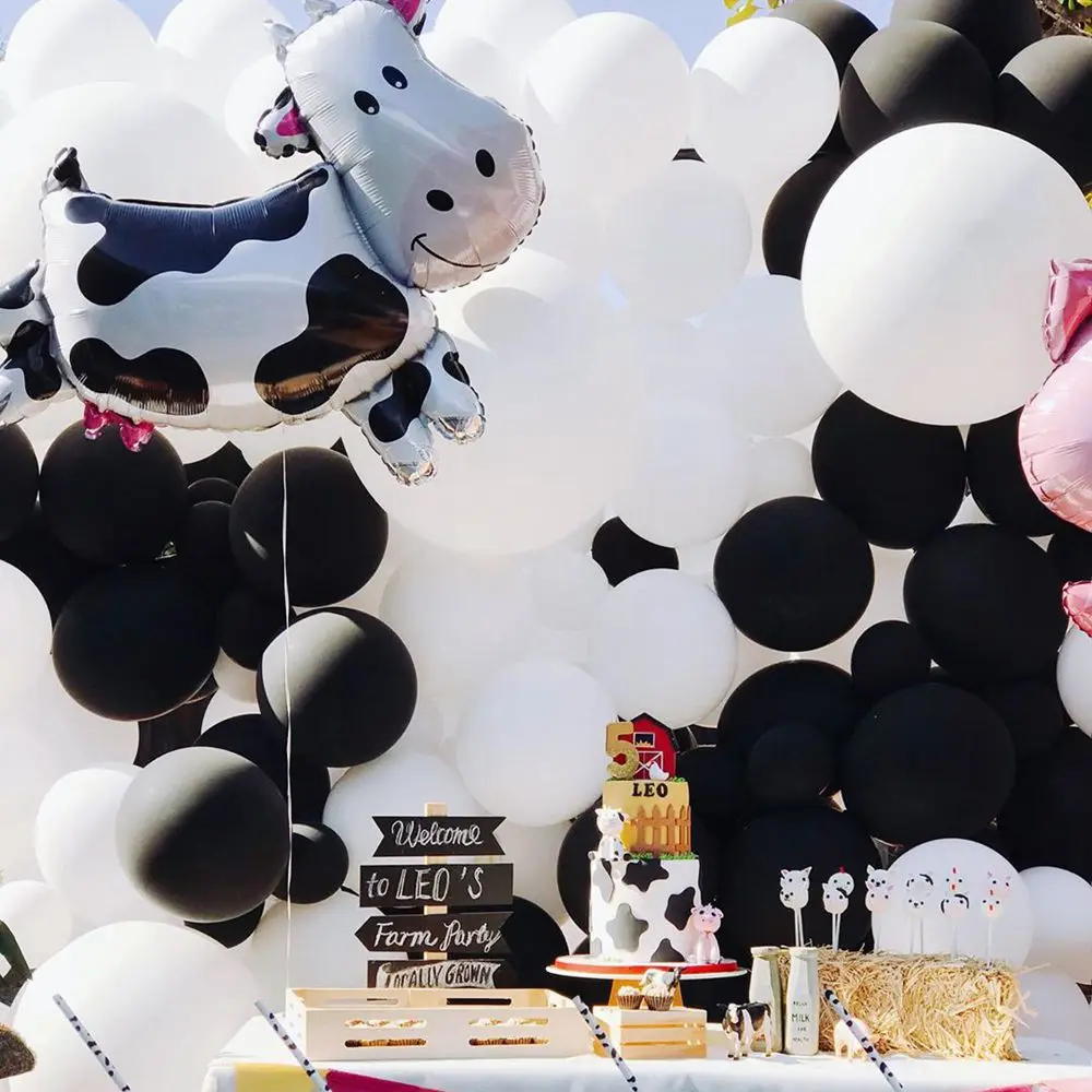Palloncini Animali Fattoria 4 Pezzi In Alluminio – Mucca E Maiale Con Pompa, Decorazioni Per Feste Compleanno A Tema Animali - 4