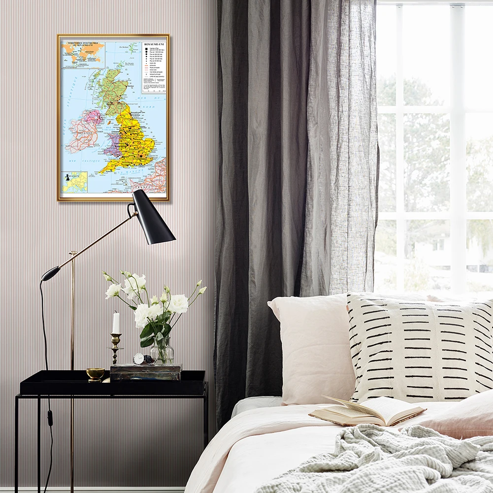 42*59cm The United Kingdom Traffic Route Map Political Map In French Wall Poster Canvas Painting School Supplies Home Decoration