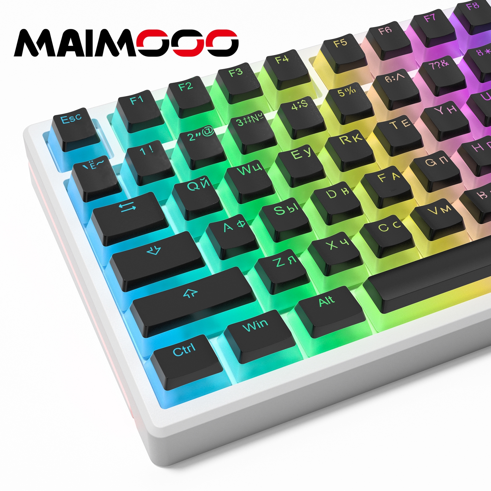 MAIMOOO Russian Pudding Keycaps Translucent Keycap OEM PBT Keycap 117/141 Keys for /84/87/96/98/104 Game Mechanical Keyboards