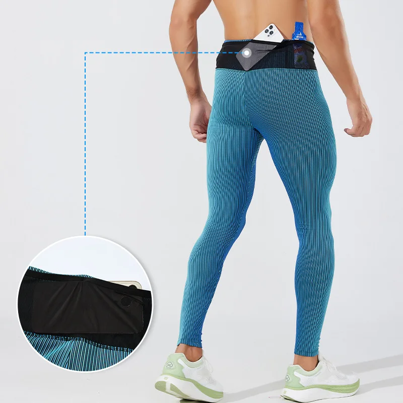 Men's Running Sweat pants,Double layer Tight fitting High Elastic Breathable Marathon Track and Field Training Fitness Gym Pants