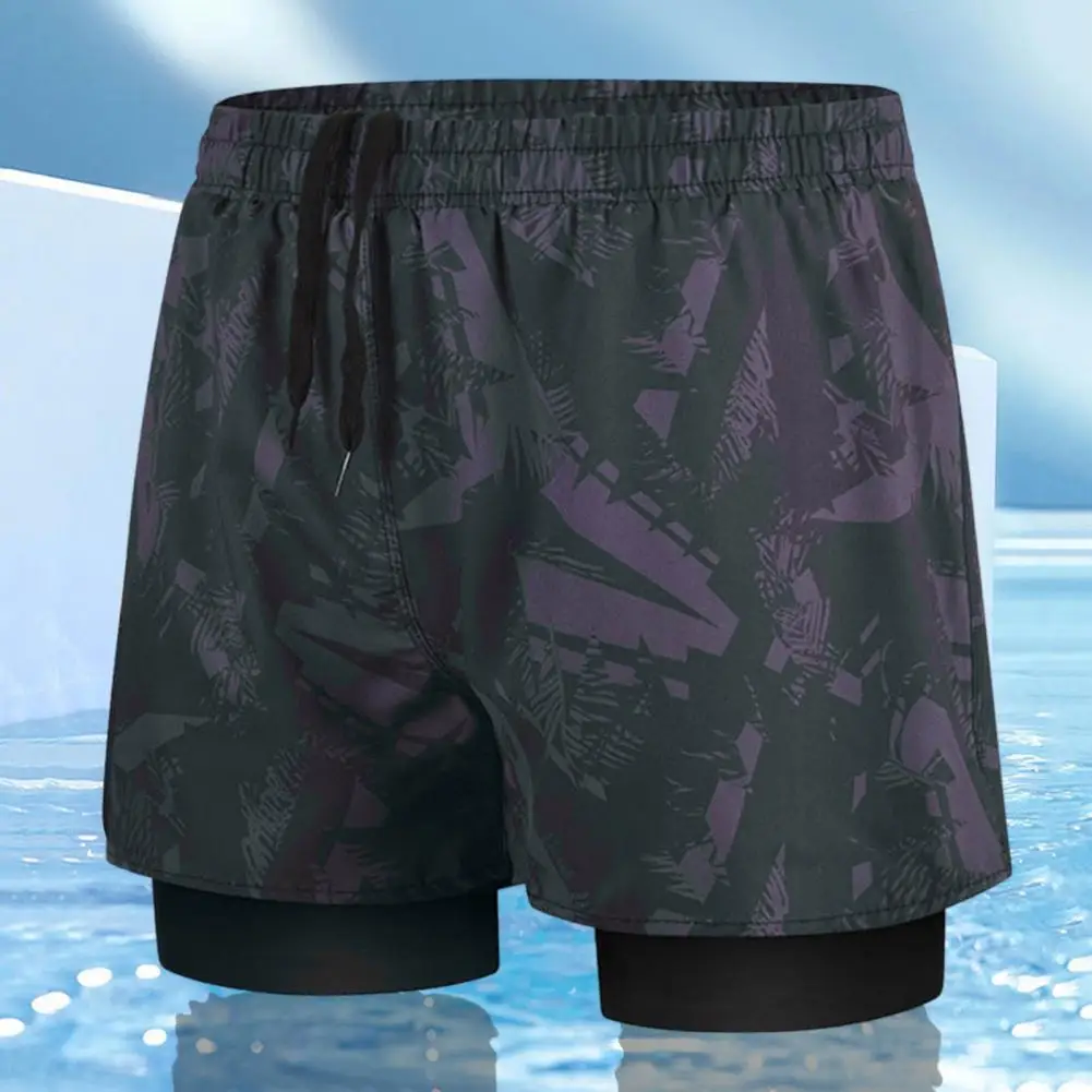 

Мужские шорты для плавания, облегающие двухслойные быстросохнущие трусы, плавательные плавки с эластичным поясом, одежда для водных видов спорта, купальник