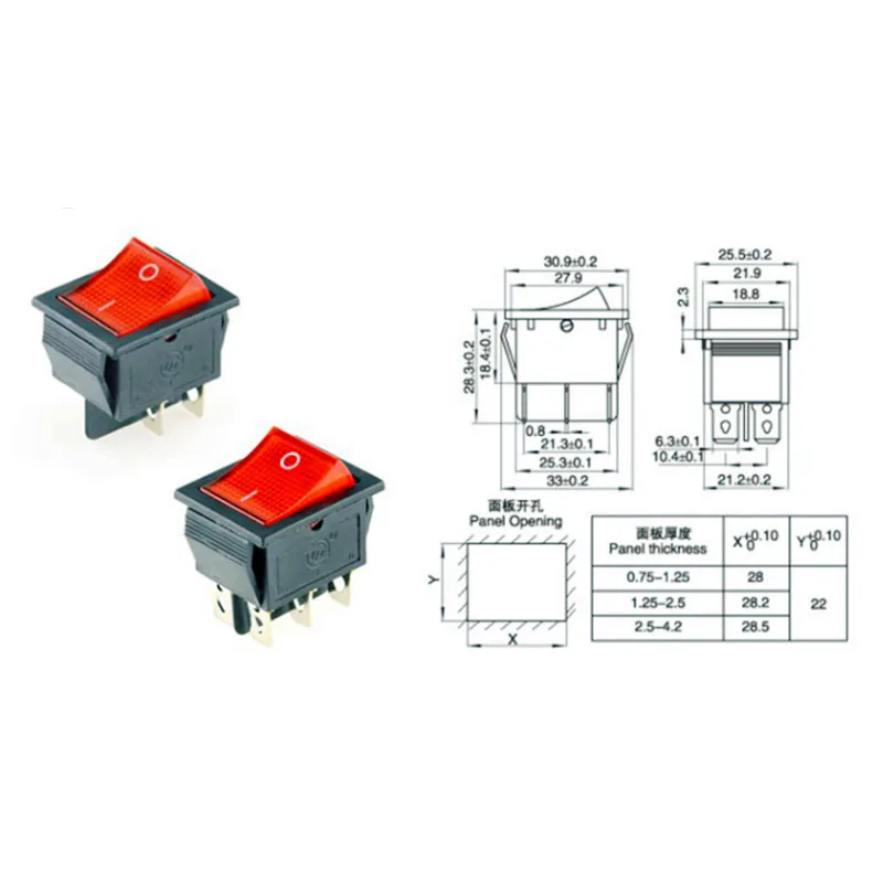 1pcs KCD4 Rocker Switch ON-OFF 2 Position 4 Pins / 6 Pins Electrical equipment With Light Power Switch 16A 250VAC/ 20A 125VAC, rocker switch
