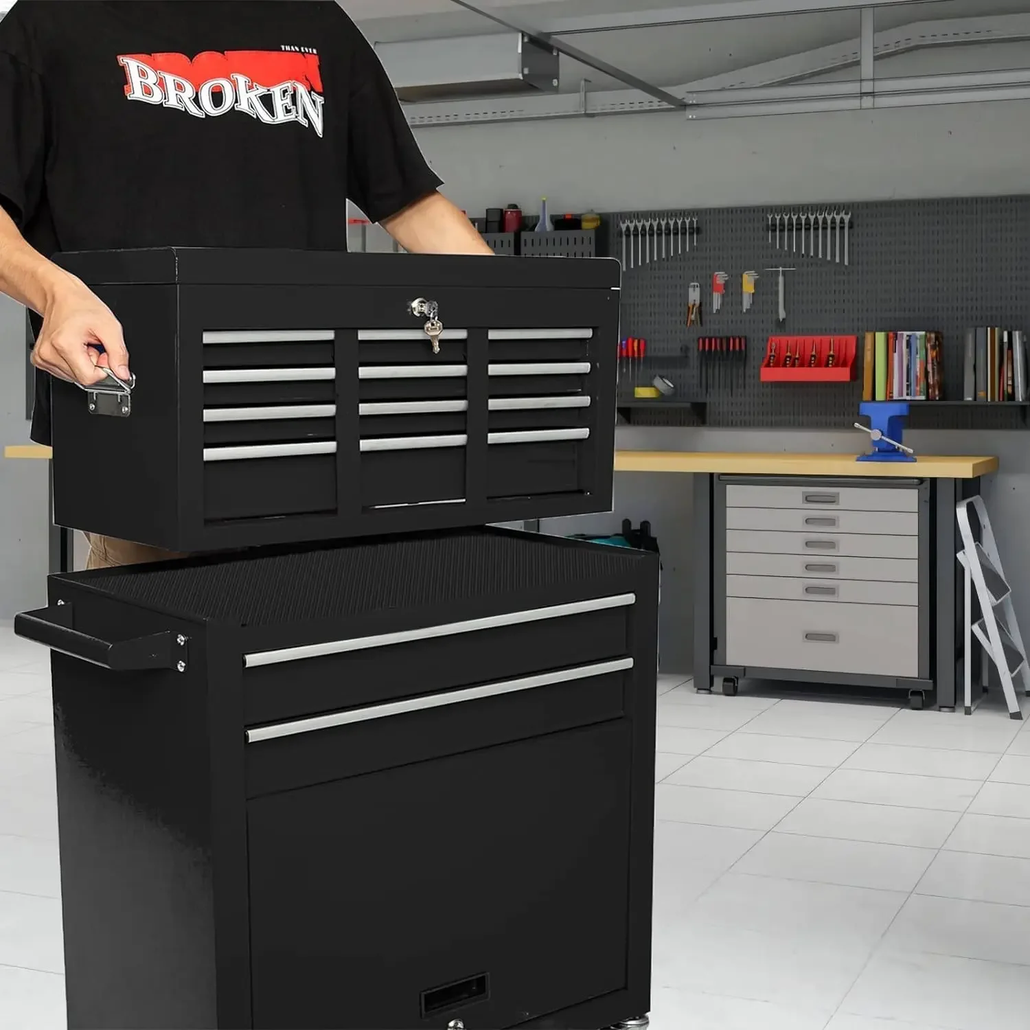 High Capacity Rolling Tool Box with Wheels,Rolling Tool Chest with Drawer,Tool Box on 4 Wheels with Lock, Tool Storage 2